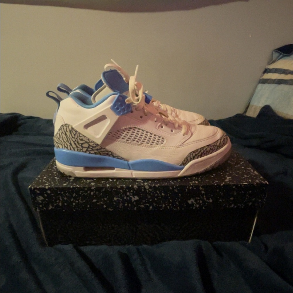 Jordan Blue and White Sneakers with Retro Silhouette